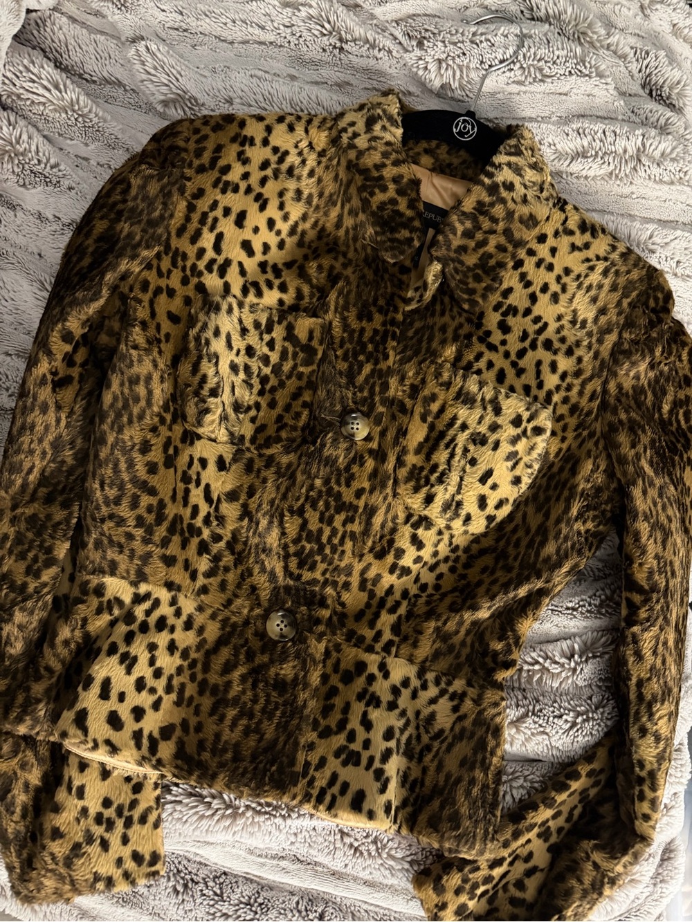 Leopard Print Faux Fur Jacket - Women's Animal Print Coat